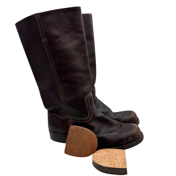 Vintage Frye *Flawed* Campus Boots Made In USA Retro 70s Dark Brown Size 10 Boho